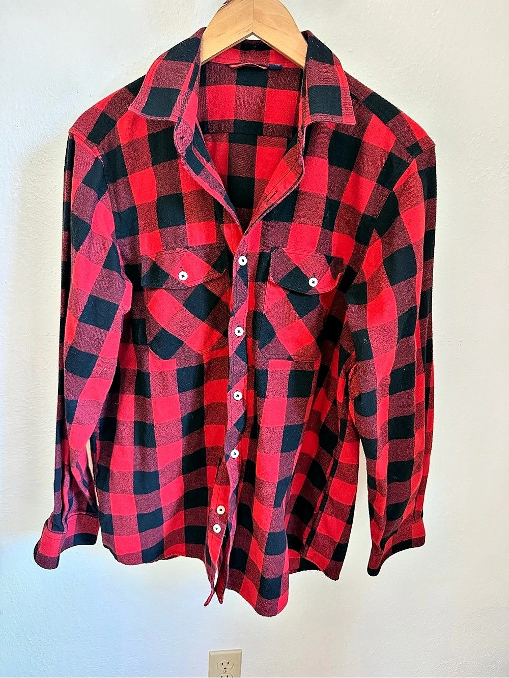 Buffalo Red & Black Checkered Button Down, Large